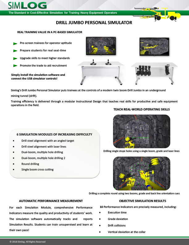 Simlog Drill Jumbo Personal Simulator Brochure