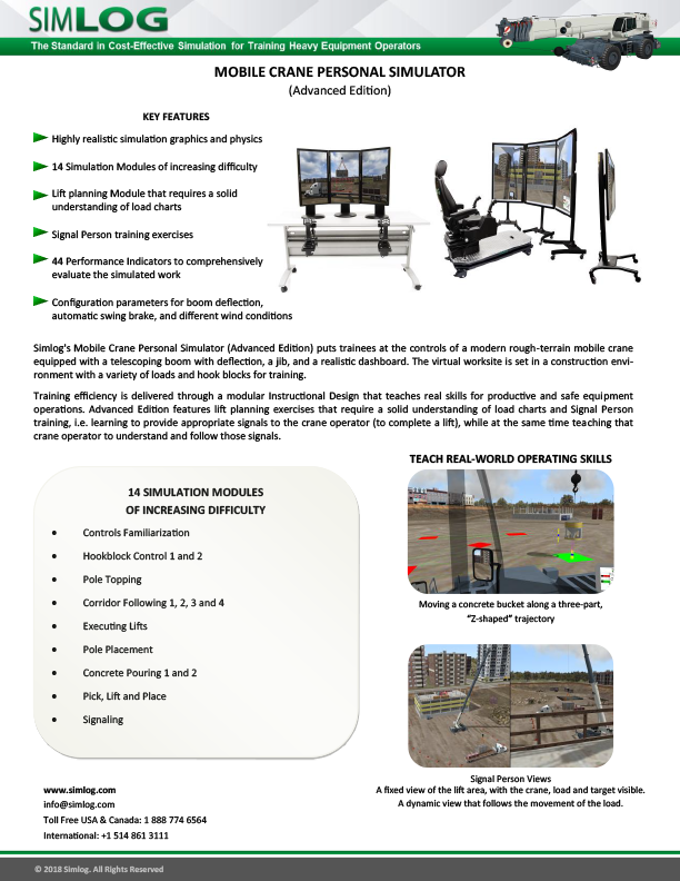 Simlog Mobile Crane Personal Simulator Brochure