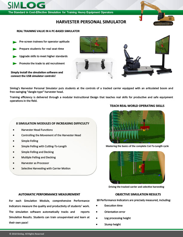 Simlog Harvester Personal Simulator Brochure