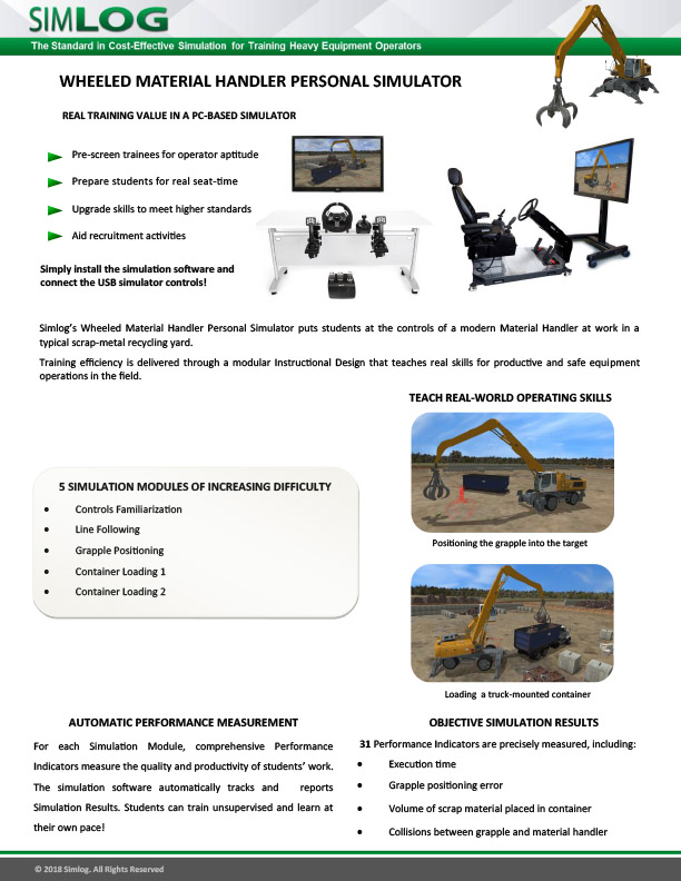 Wheeled Material Handler Personal Simulator Brochure