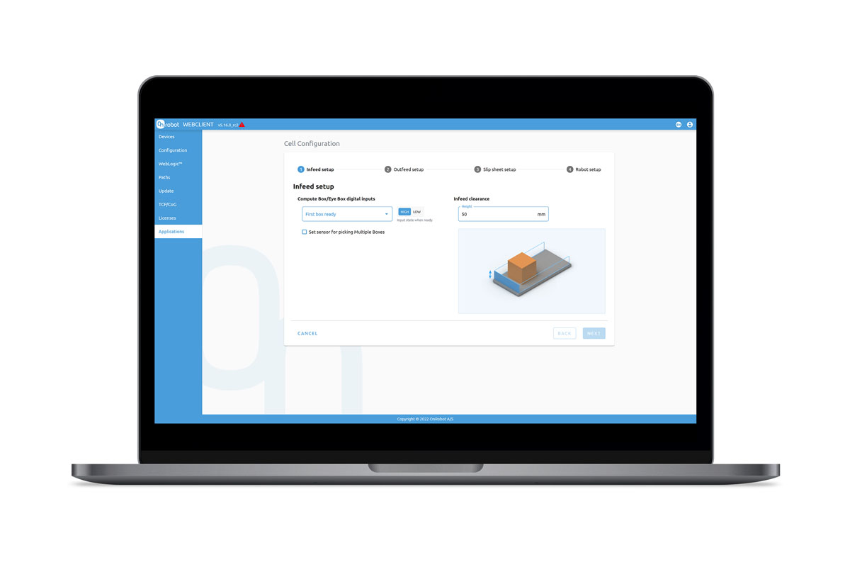 Cell Configuration Screen OnRobot Palletizing Software
