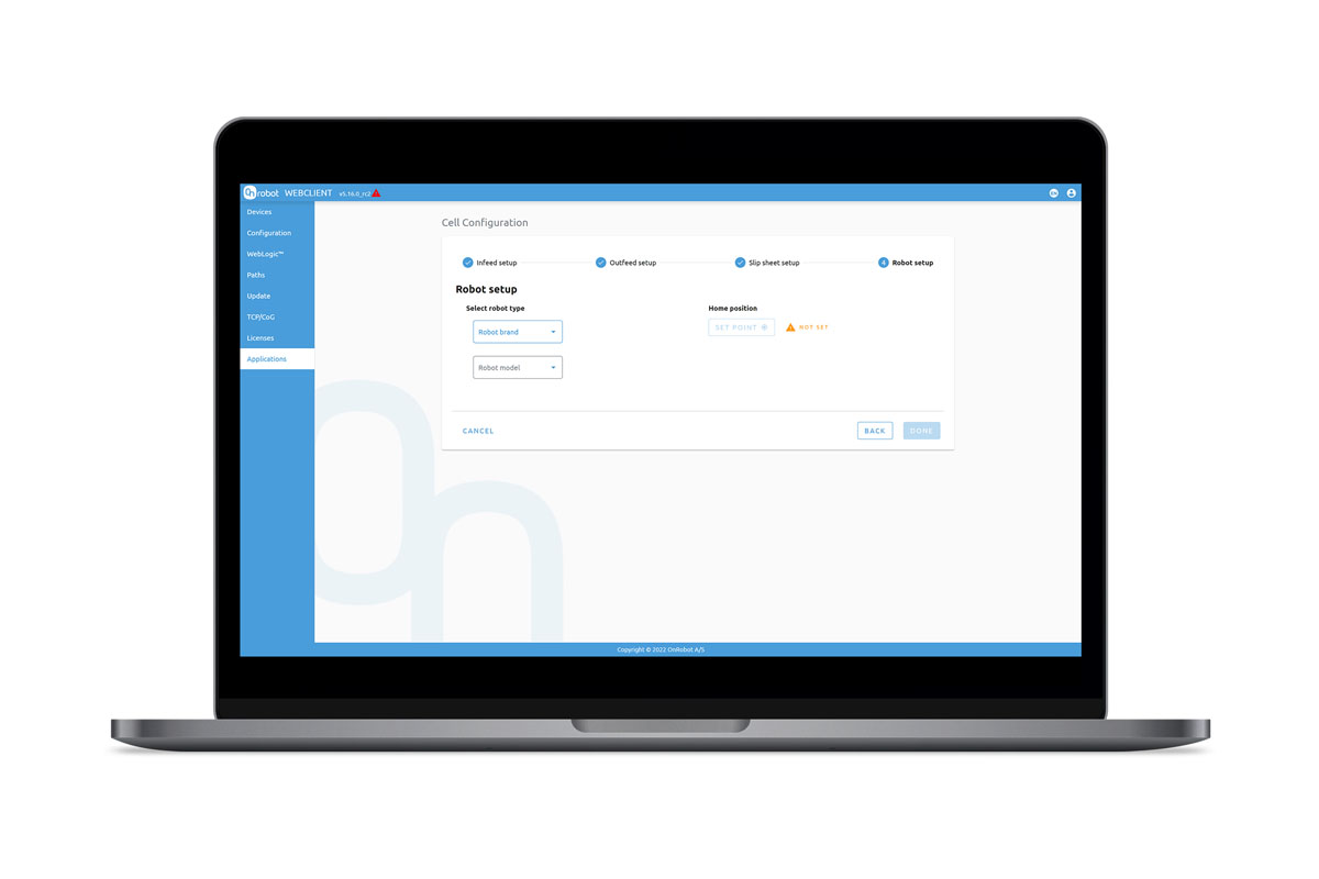 Cell Configuration Screen Intuitive, Step-by-Step Palletizing Software