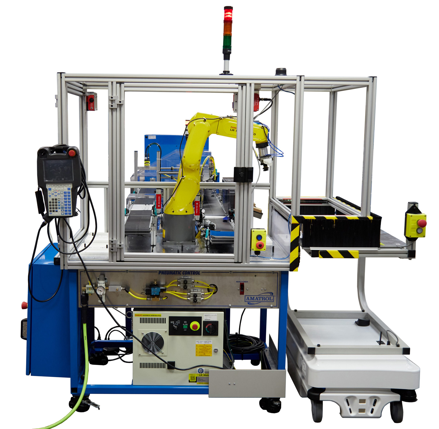 87-SWPF1V shown with 95-MSB3 and 87-MRL1 | Front Amatrol Automation Trainers and eLearning