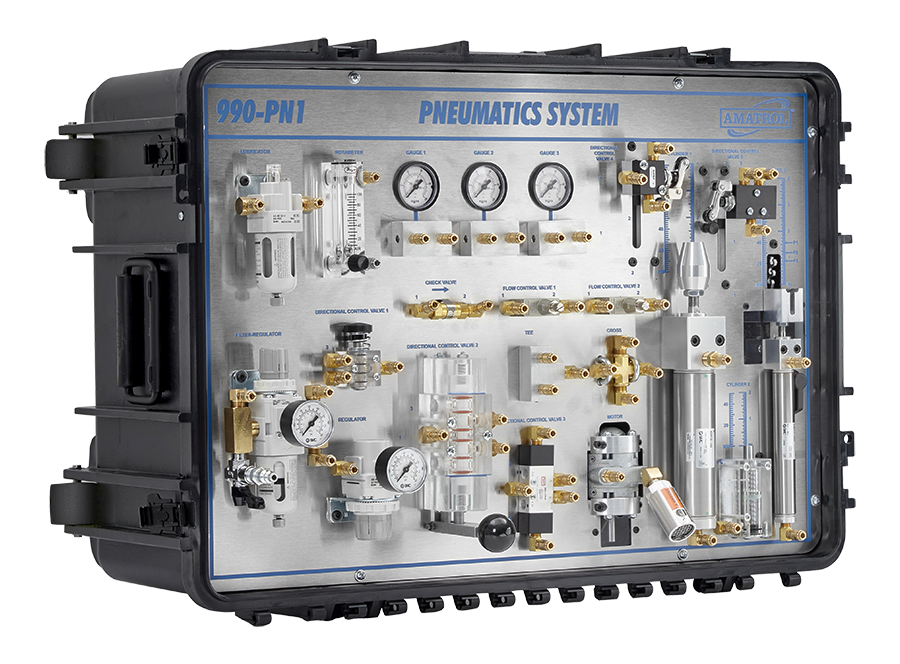 990-PN1 Side View Portable Pneumatics Learning System 990-PN1