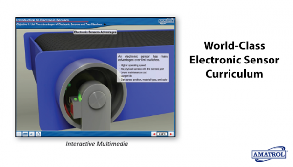Amatrol offers extensive, thorough multimedia curriculum covering electronic sensor advantages, functions, and components. World-Class Electronic Sensor Curriculum