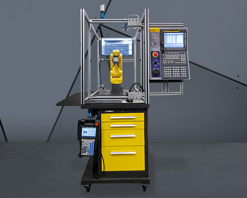 Fully guarded robot motion for safety Machine Tending Education Cell with CNC Simulator