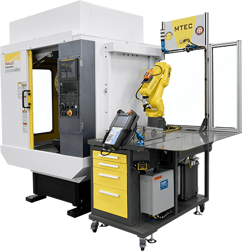 MTEC pictured w/ FANUC ROBODRILL Machine Tending Education Cell (MTEC)