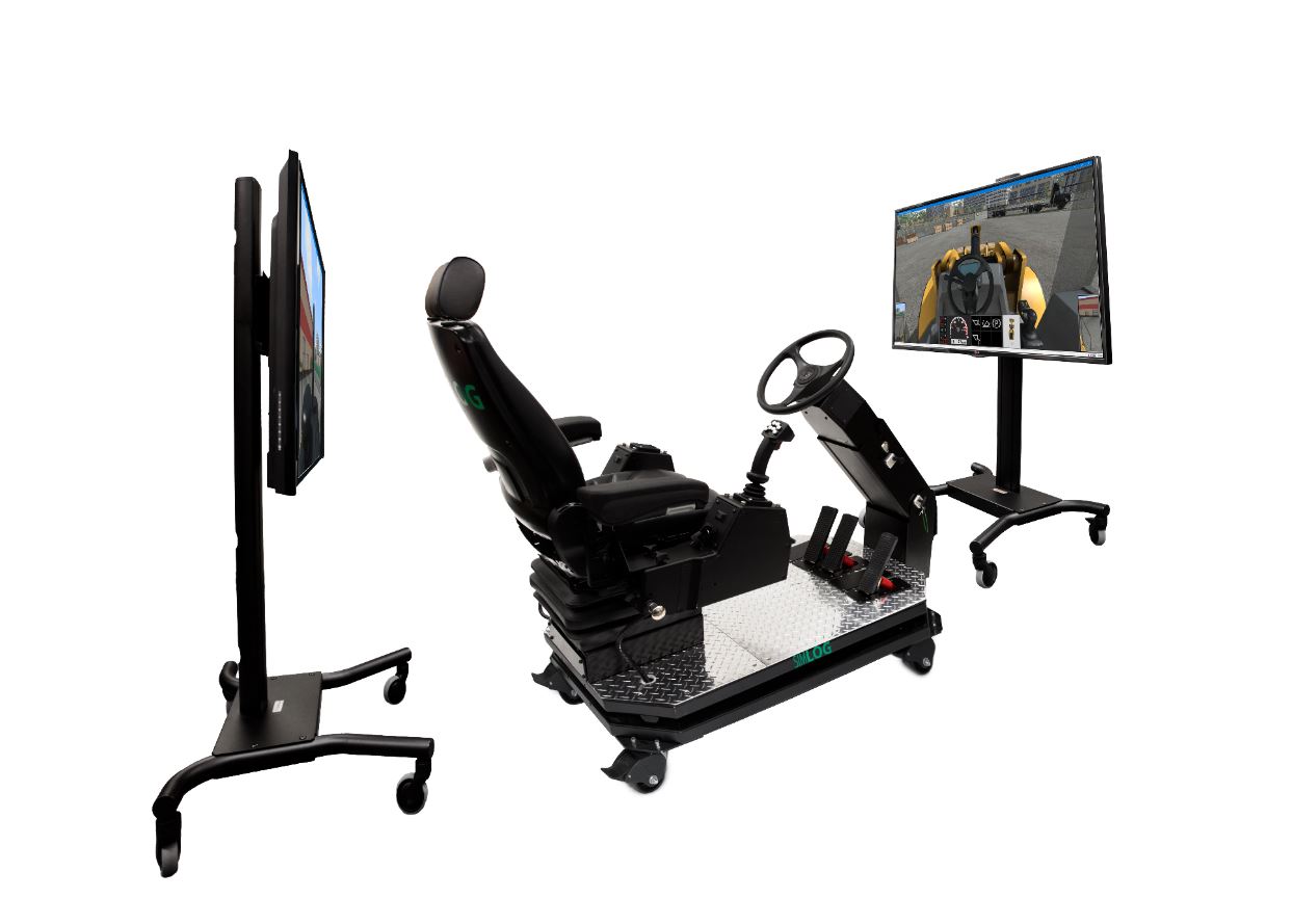 Simlog Operator Chair – Front and Rear Display for Wheel Loader Simulator Front and Rear Display for Wheel Loader Simulator with Operator Chair