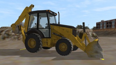 Backhoe Loader equipment view in Simlog simulation software Simulated backhoe loader displayed in Simlog’s training environment