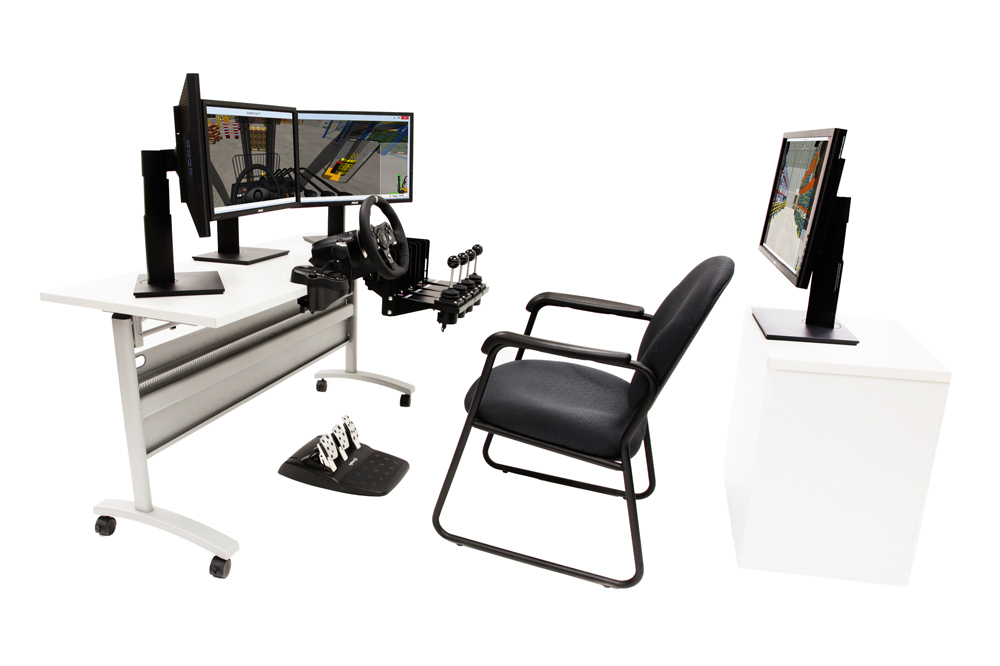 Forklift Personal Simulator - Replica Controls - 4 Displays - Landscape Mode Realistic forklift operation with Simlog's virtual simulator
