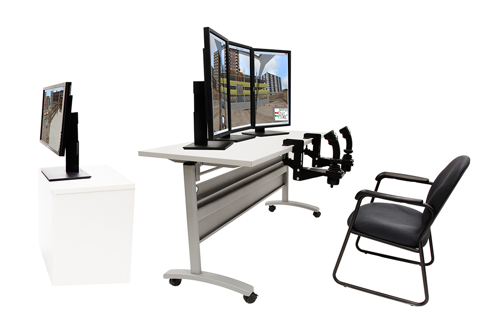 Replica Controls with Signaling Monitor Mobile Crane Simulator with Joystick Controls and 3 Landscape Displays