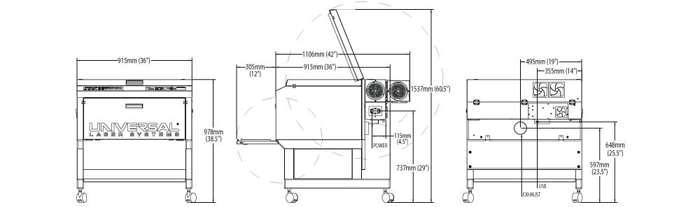 VLS4.75 | Dimensions Universal Laser Systems