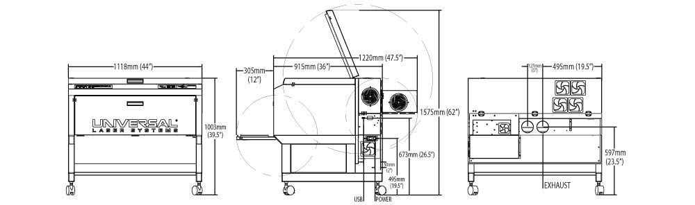 VLS6.75 | Dimensions Laser Engravers for Fab Labs